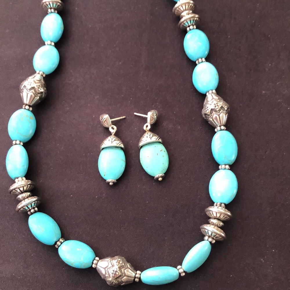 Brighton Turquoise and Silver matching Necklace & Earrings